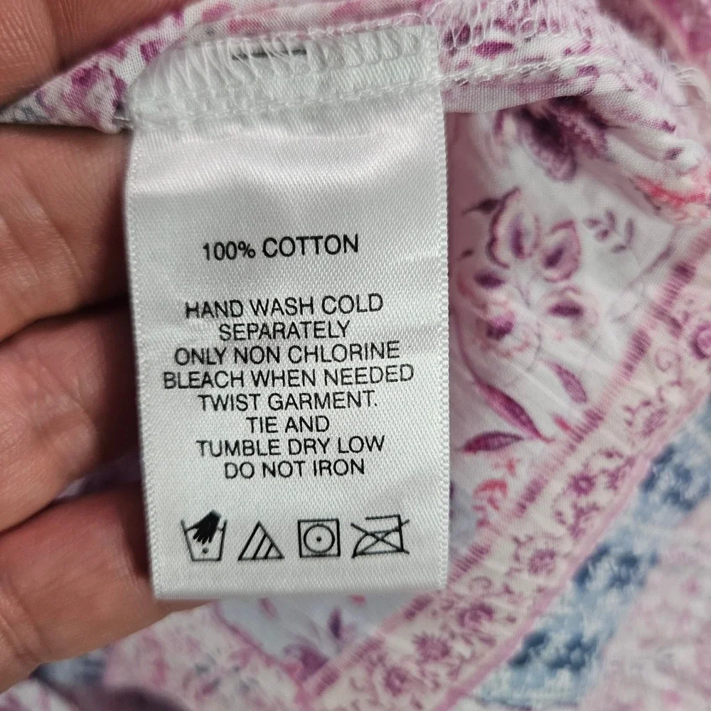 Foxcroft NYC Zoey LS Boho Bloom Patchwork‎ Floral Shirt Rose Blossom Size 4 NEW